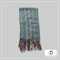 Handmade alpaca scarf in green with multicolour shades