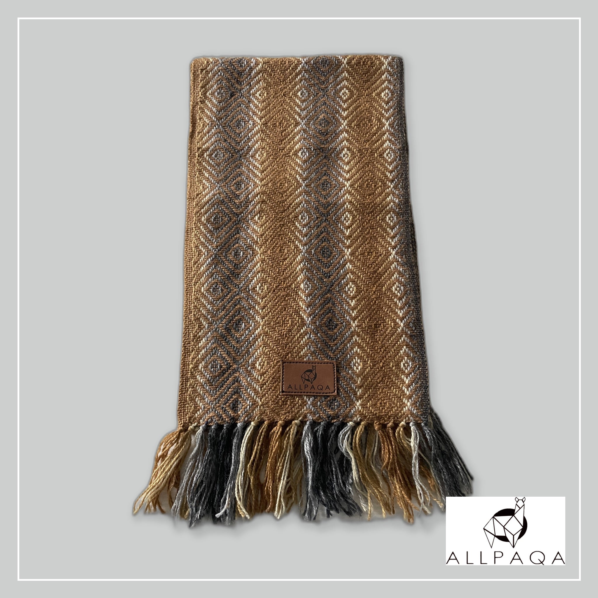 Handmade alpaca scarf in shades of brown