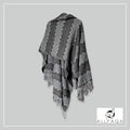 Handmade alpaca shawl in grey and dark grey