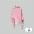 Handmade alpaca shawl in pink and white