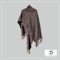 Handmade alpaca shawl in black with multicoloured strips