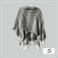 Handmade alpaca shawl in dark and light grey