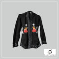 Handmade alpaca zip-up hoodie with Cholitas and alpacas detail