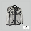 Handmade kids alpaca zip-up hoodie in shades of grey with white