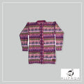 Zip-up Cardigan - Pink with colours