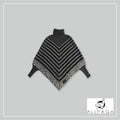 Poncho with Sleeves - Gray with Black Squares