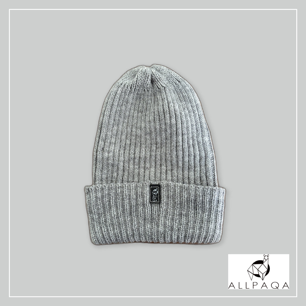Handmade alpaca beanie in Light grey