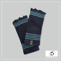 Handmade alpaca fingerless gloves in Dark blue with blue stripes