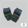 Handmade alpaca fingerless gloves in Cool blue and green tones