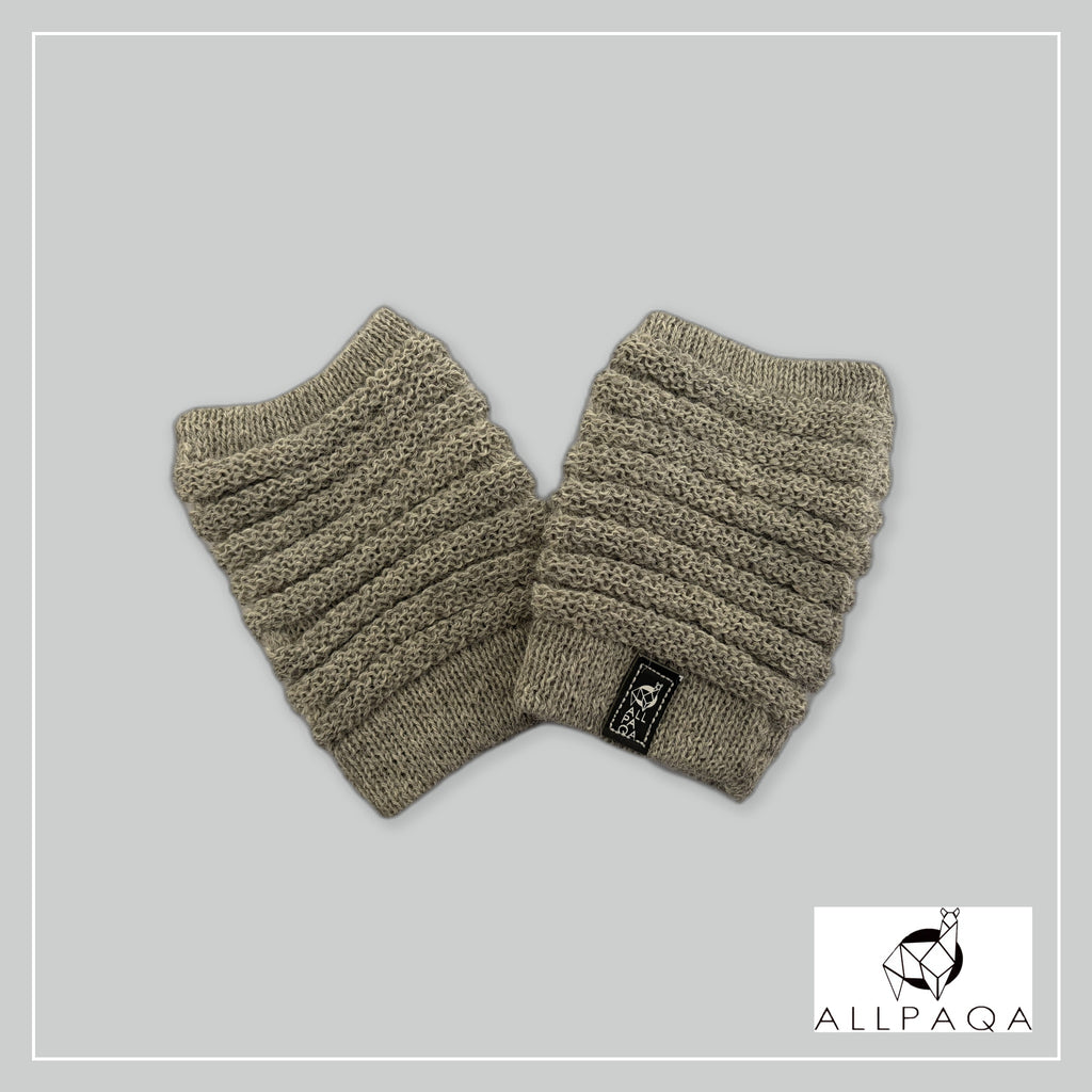 Handmade alpaca fingerless gloves in Light grey