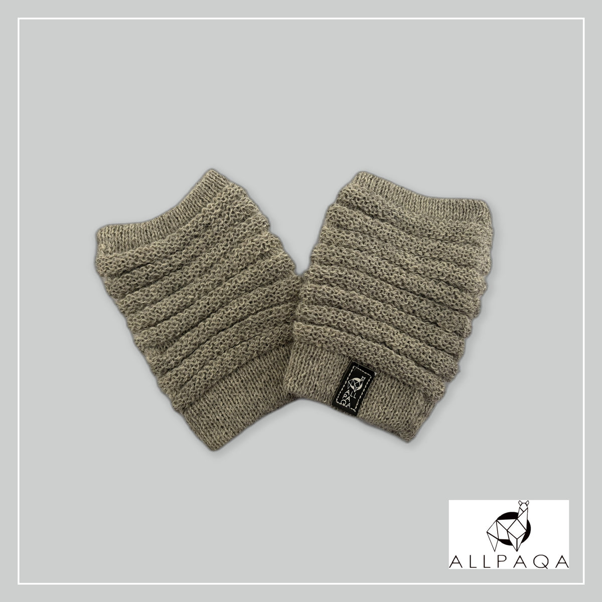 Handmade alpaca fingerless gloves in Light grey