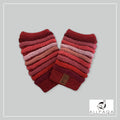 Handmade alpaca fingerless gloves in Shades of red and pink