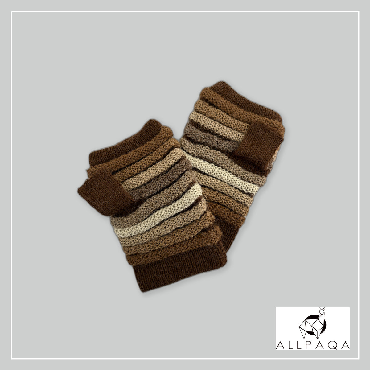 Handmade alpaca fingerless gloves in Shades of brown - additional image