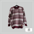 Handmade alpaca jersey in Burgundy and white