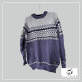 Handmade alpaca jersey in Blue and light grey