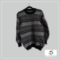 Handmade alpaca jersey in Black and light grey