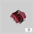 Handmade alpaca poncho in Red tones with Andean pattern in black