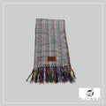 Handmade alpaca scarf in Rainbow colours with white