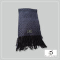 Handmade alpaca scarf in Dark blue/purple and black