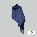 Handmade alpaca shawl in Dark blue and black
