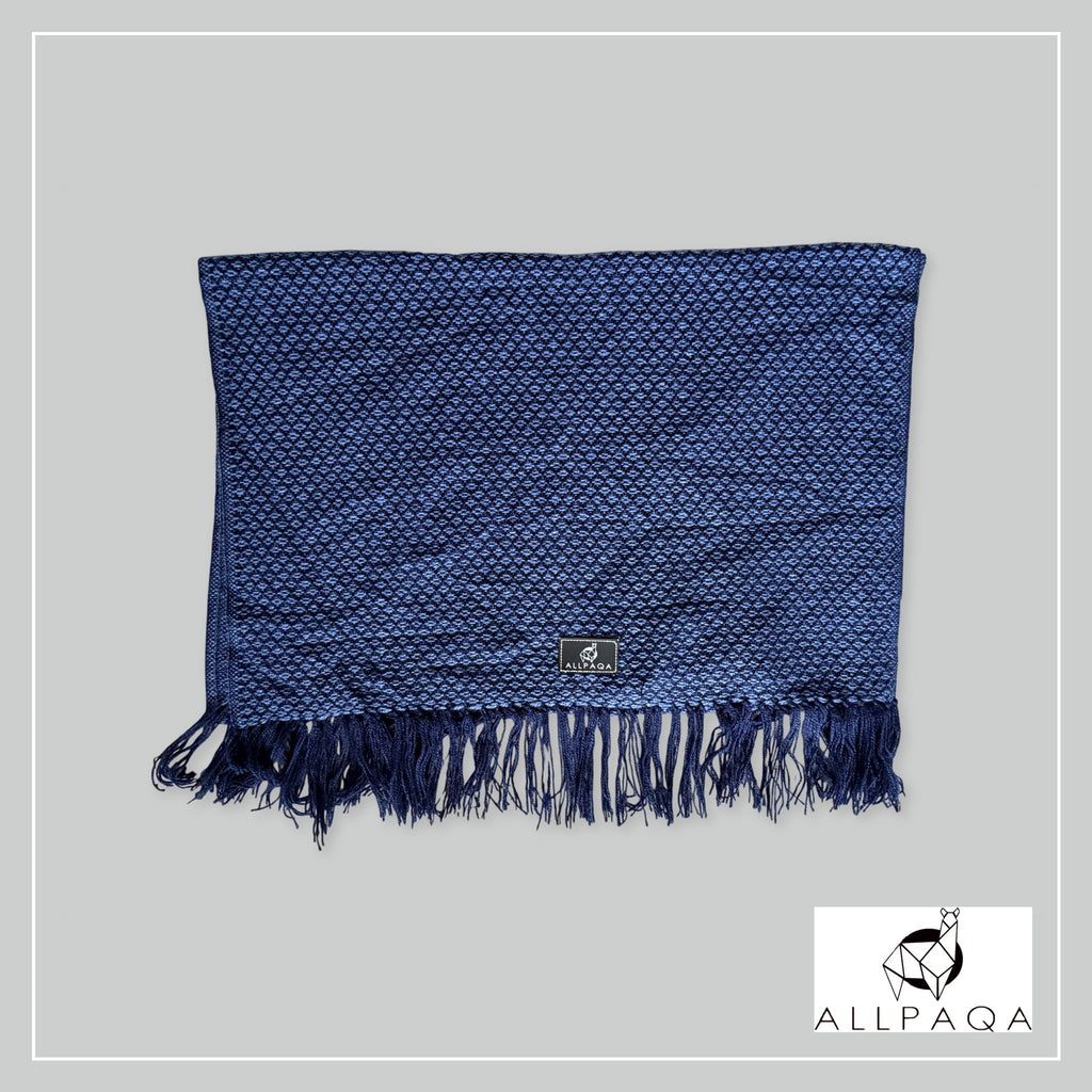 Handmade alpaca shawl in Dark blue and black - additional image