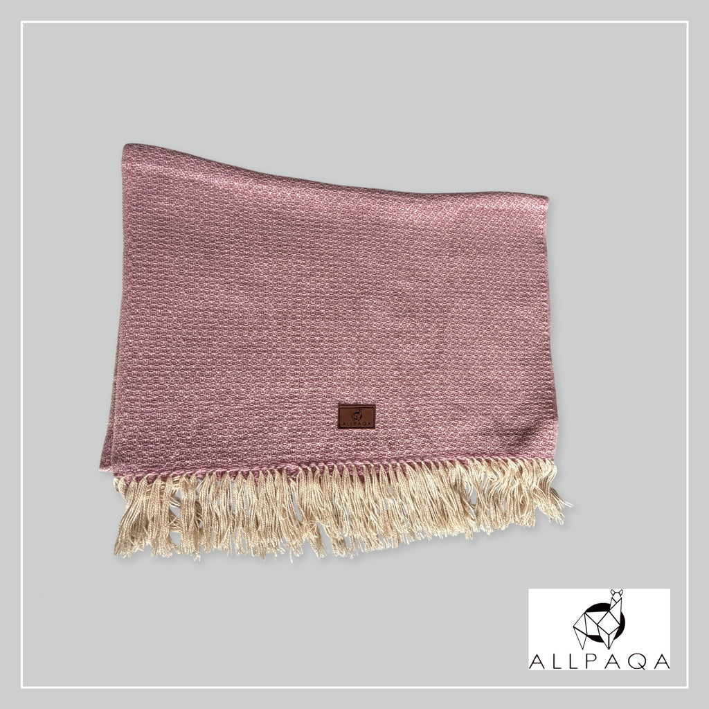 Handmade alpaca shawl in Pink and gold - additional image