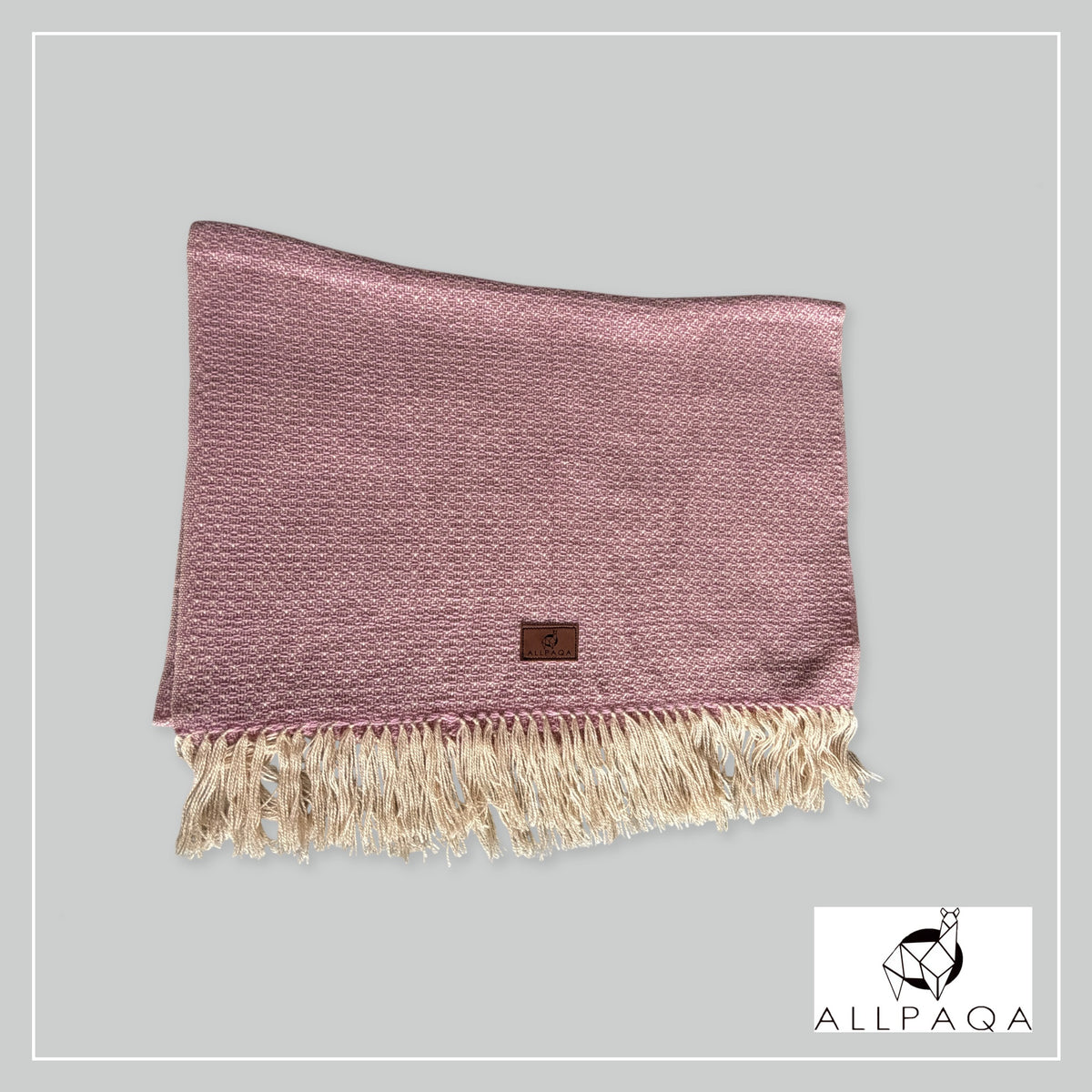 Handmade alpaca shawl in Pink and gold - additional image