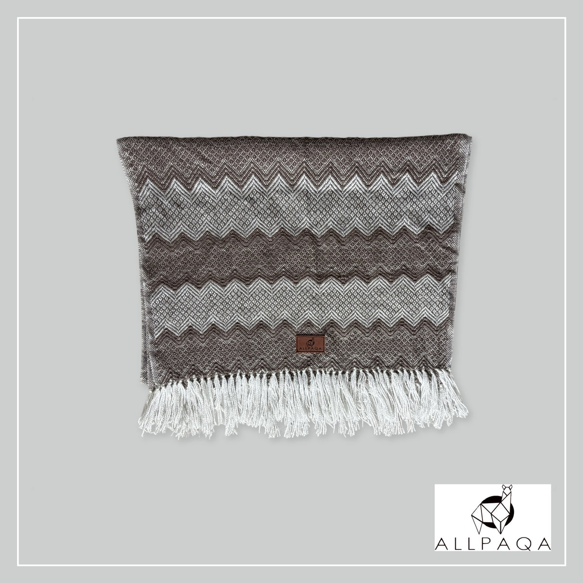 Handmade alpaca shawl in Shades of brown and white - additional image