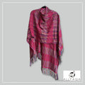 Handmade alpaca shawl in Shades of deep pink and multicoloured stripes