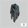 Handmade alpaca shawl in Dark teal and brown