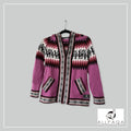 Handmade alpaca hoodie in Deep pink and pink tones with alpaca pattern