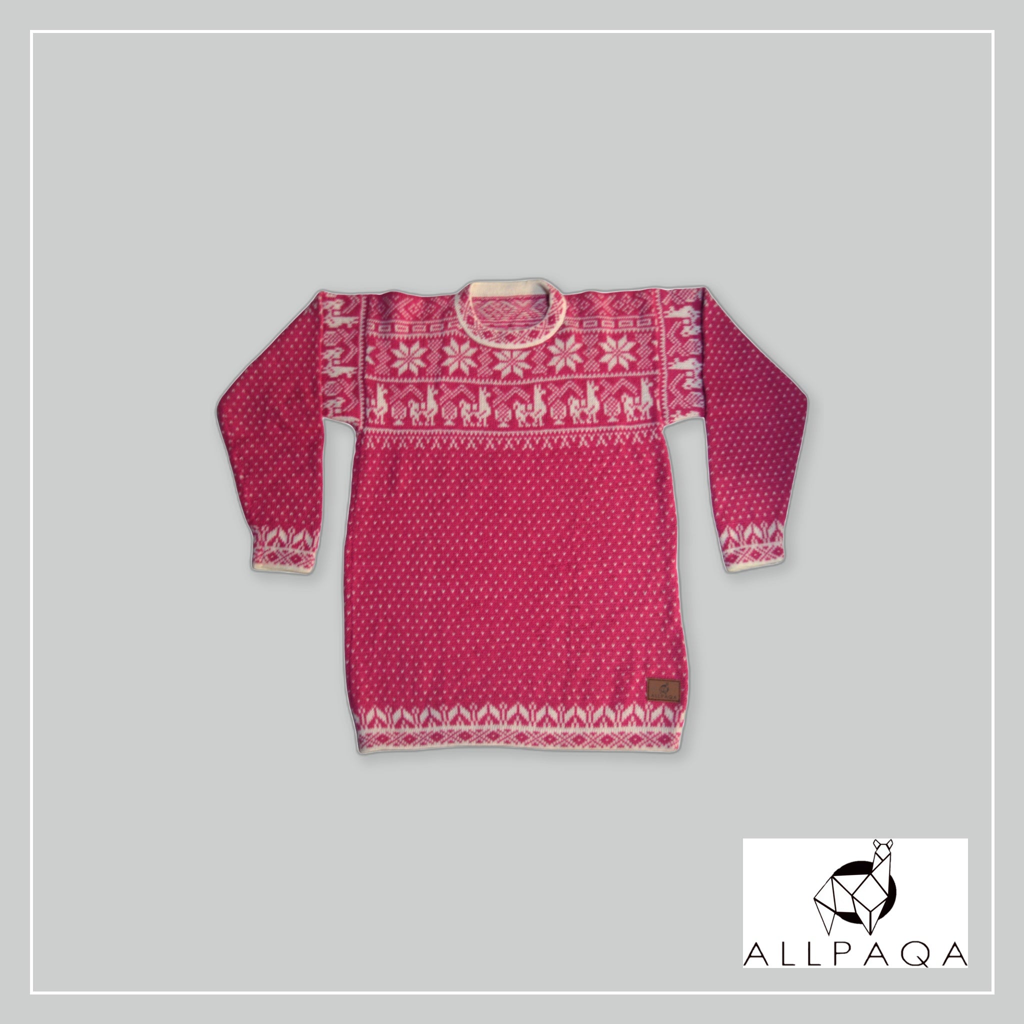 Round Neck Sweater - Pink and White