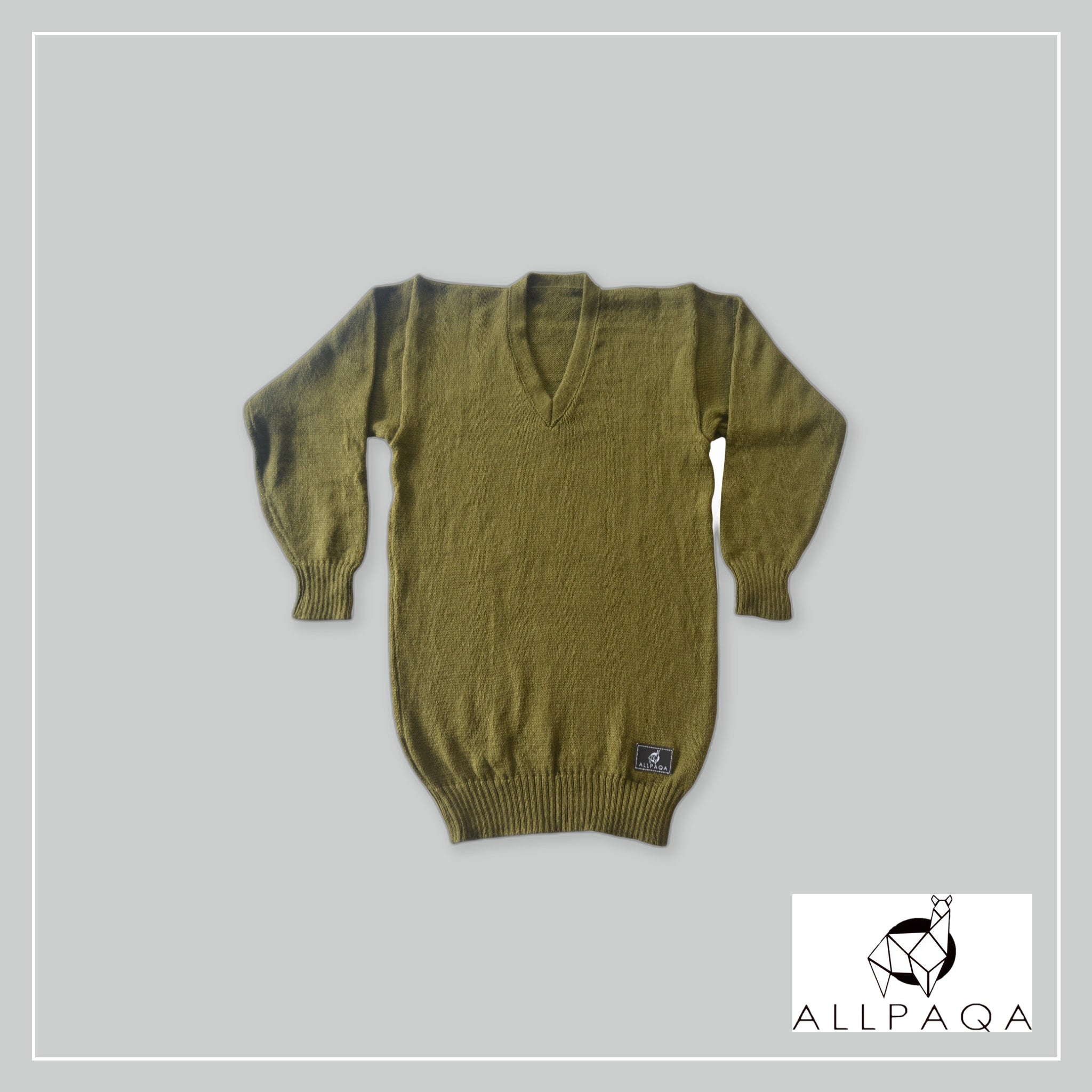 V Neck Sweater - Green