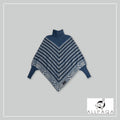 Poncho with Sleeves - Light Blue with Black Squares