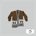 Kids Buttoned Cardigan - Brown with Alpacas