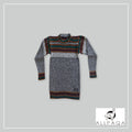 Round Neck Sweater - Light Gray with Pattern