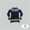 Brushed Flowers Sweater - Blue and White