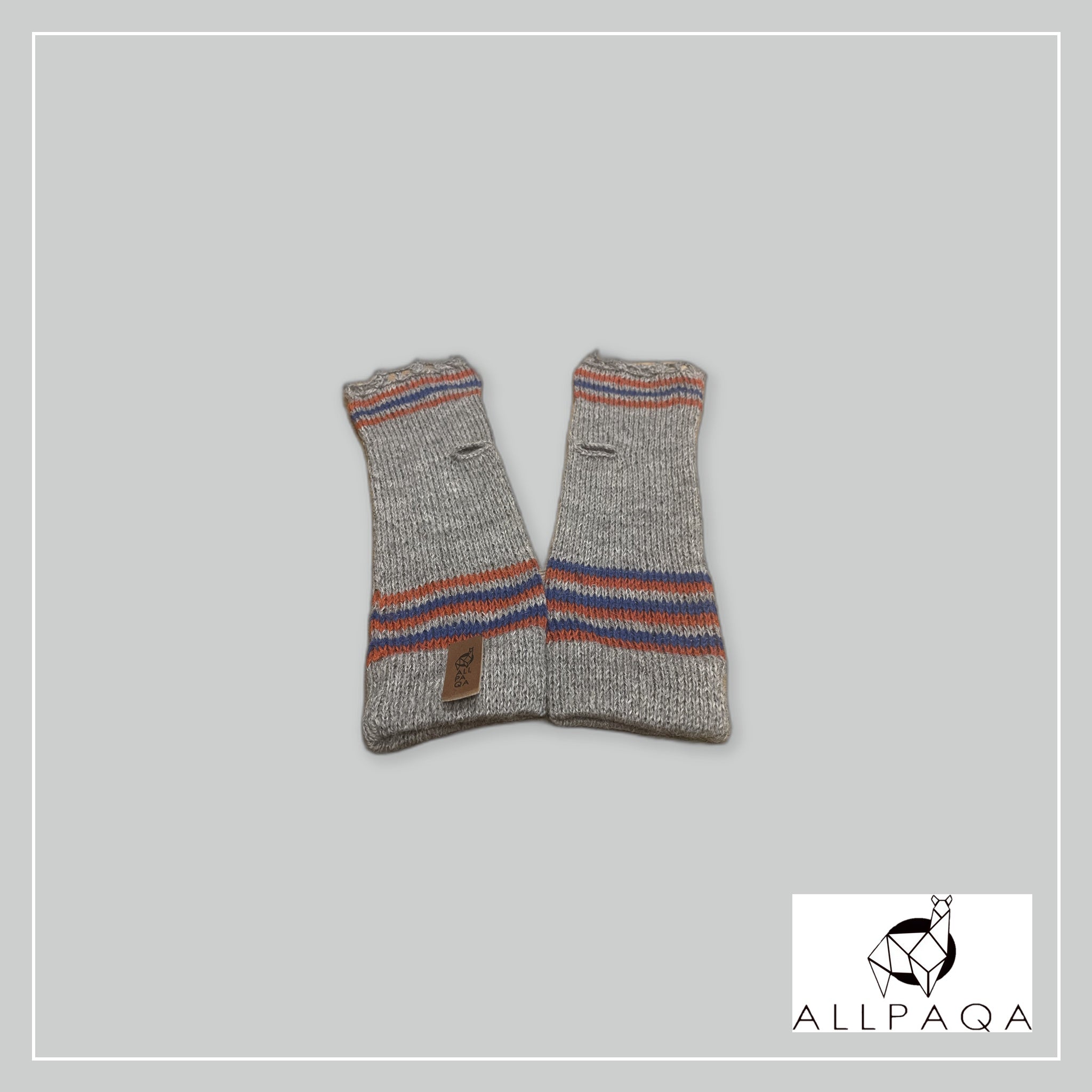 Fingerless glove - Gray with blue and red