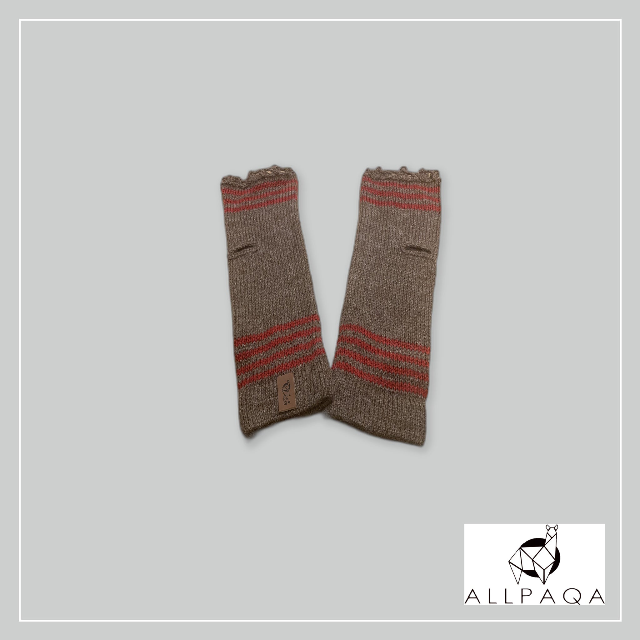 Fingerless glove - Brown and red
