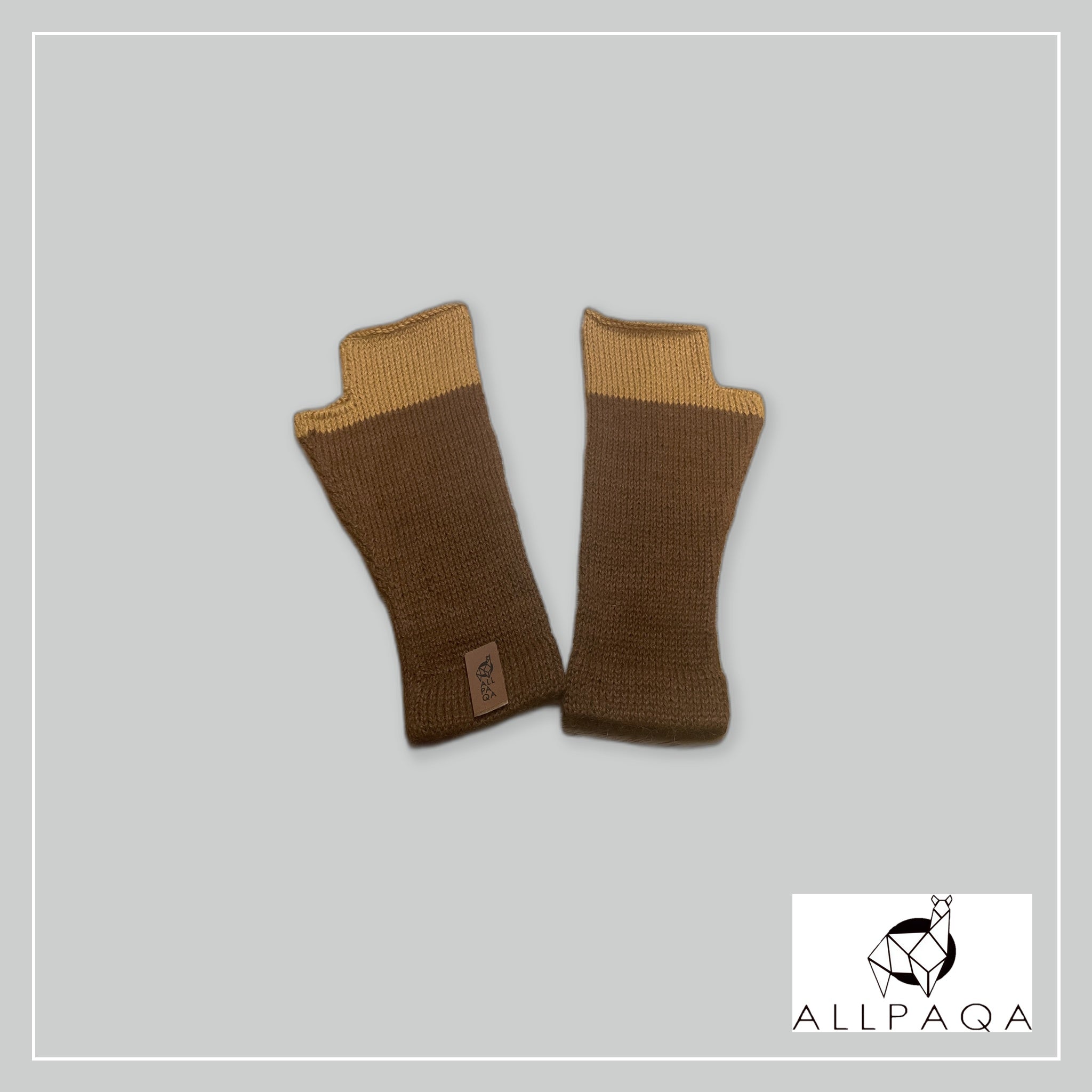 Fingerless glove - Brown and mustard