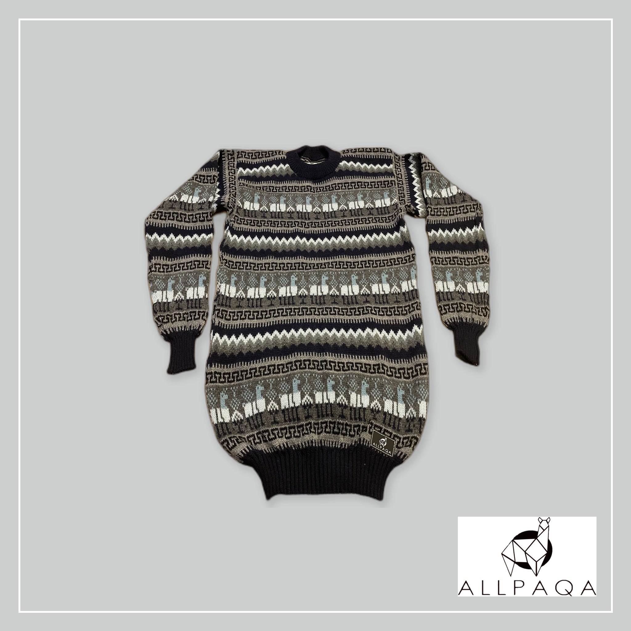 Patterned jersey - Blue with alpacas