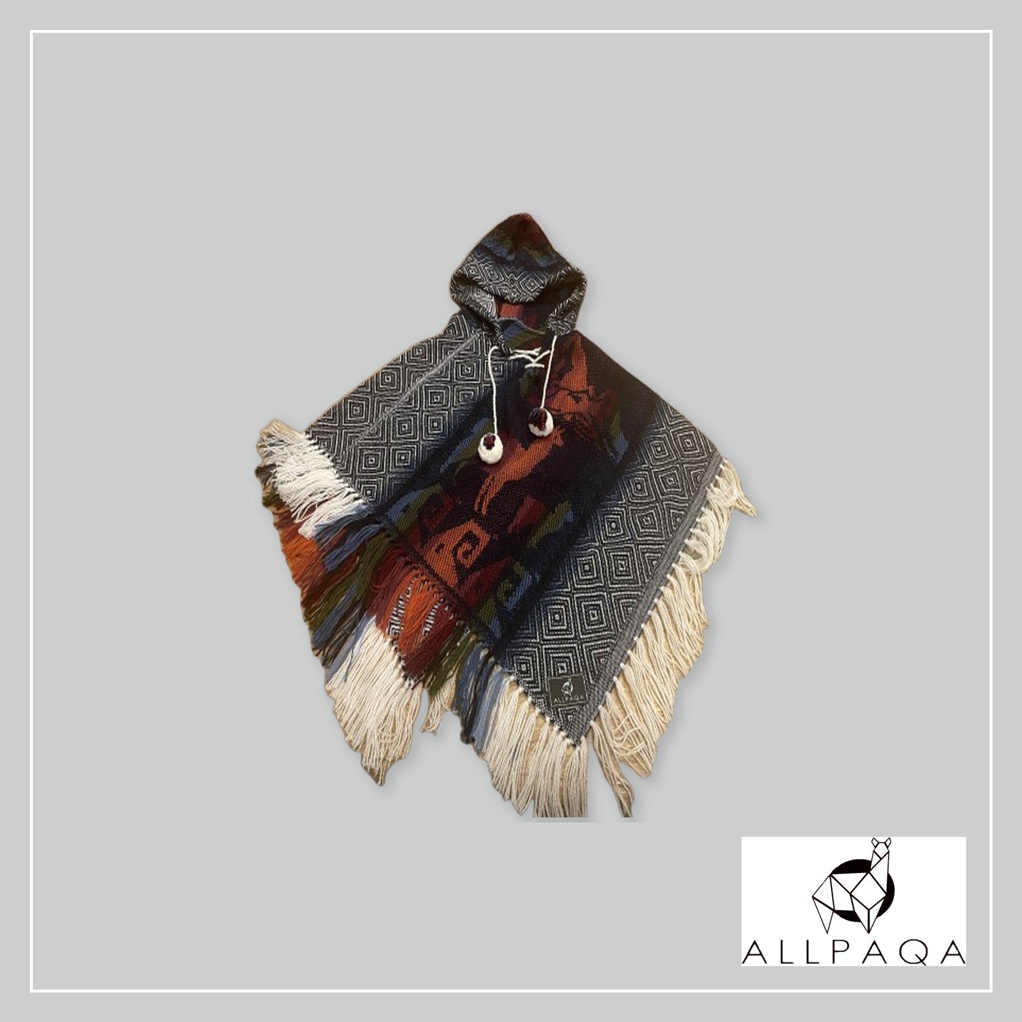 Triangular poncho (kids) - Dark blue