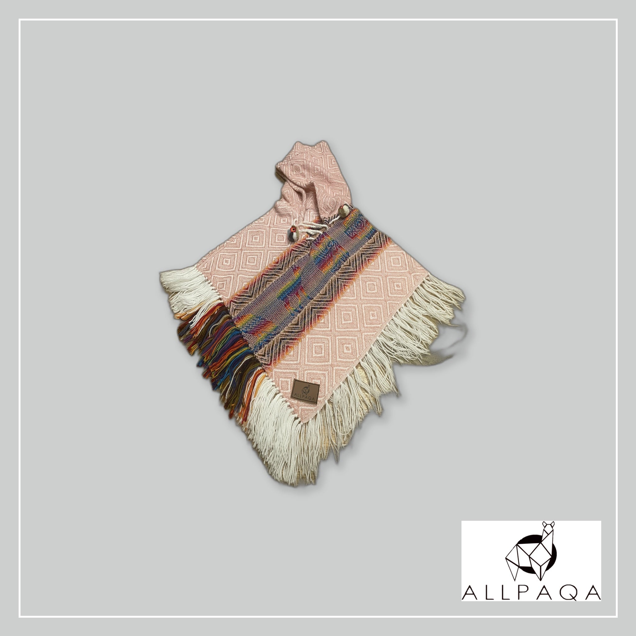 Triangular poncho (kids) - Pink