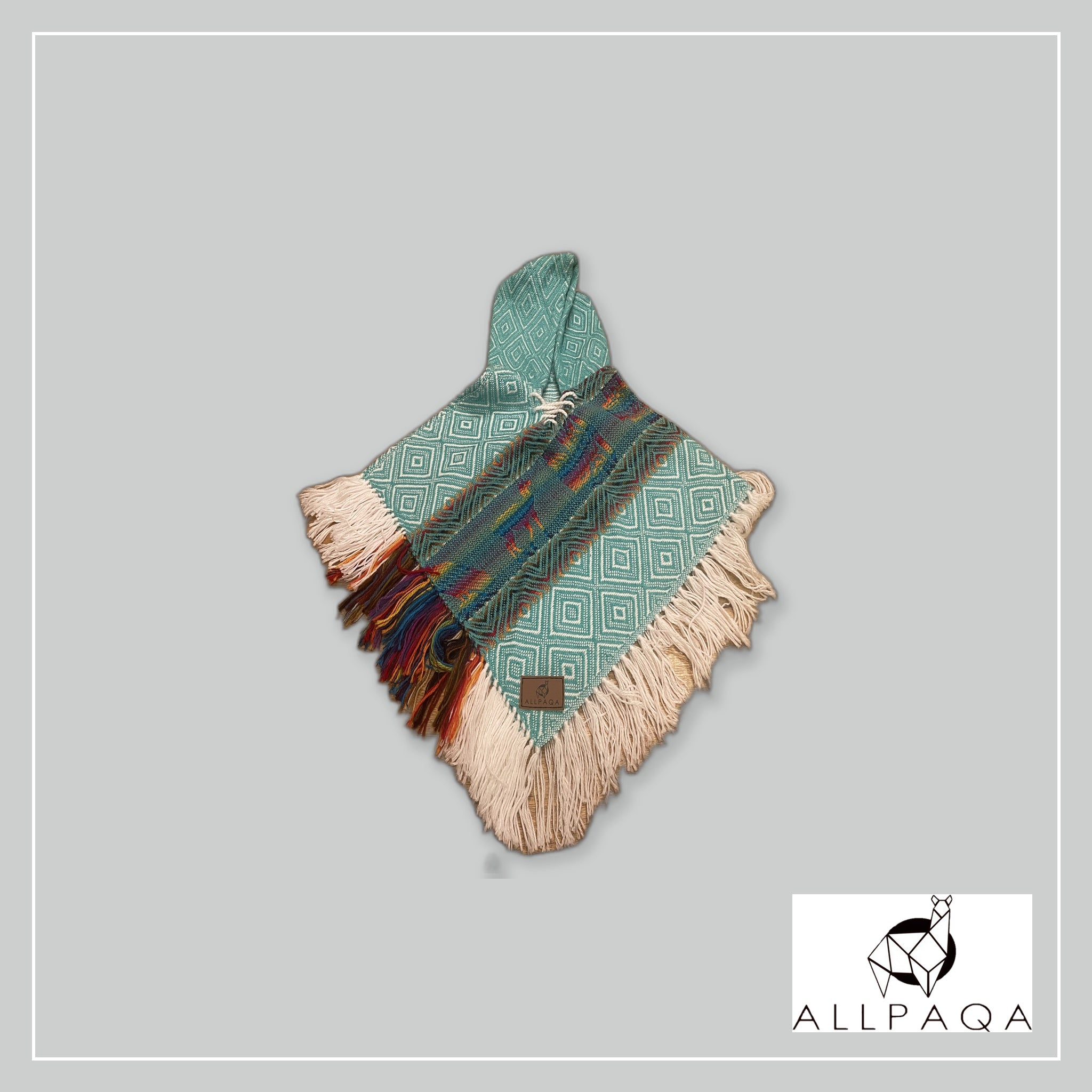 Triangular poncho (kids) - Green turquoise