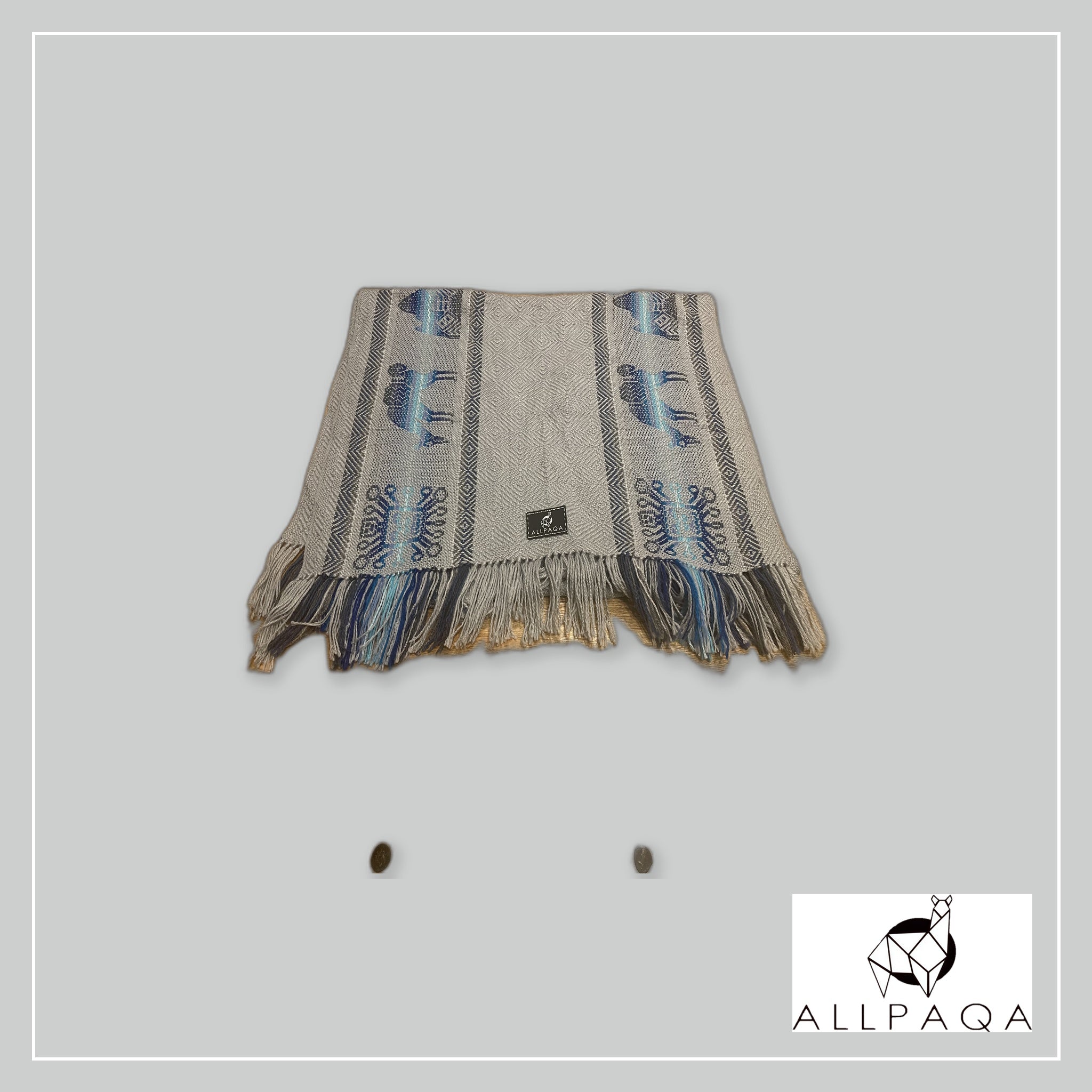 Small shawl - Gray with blue