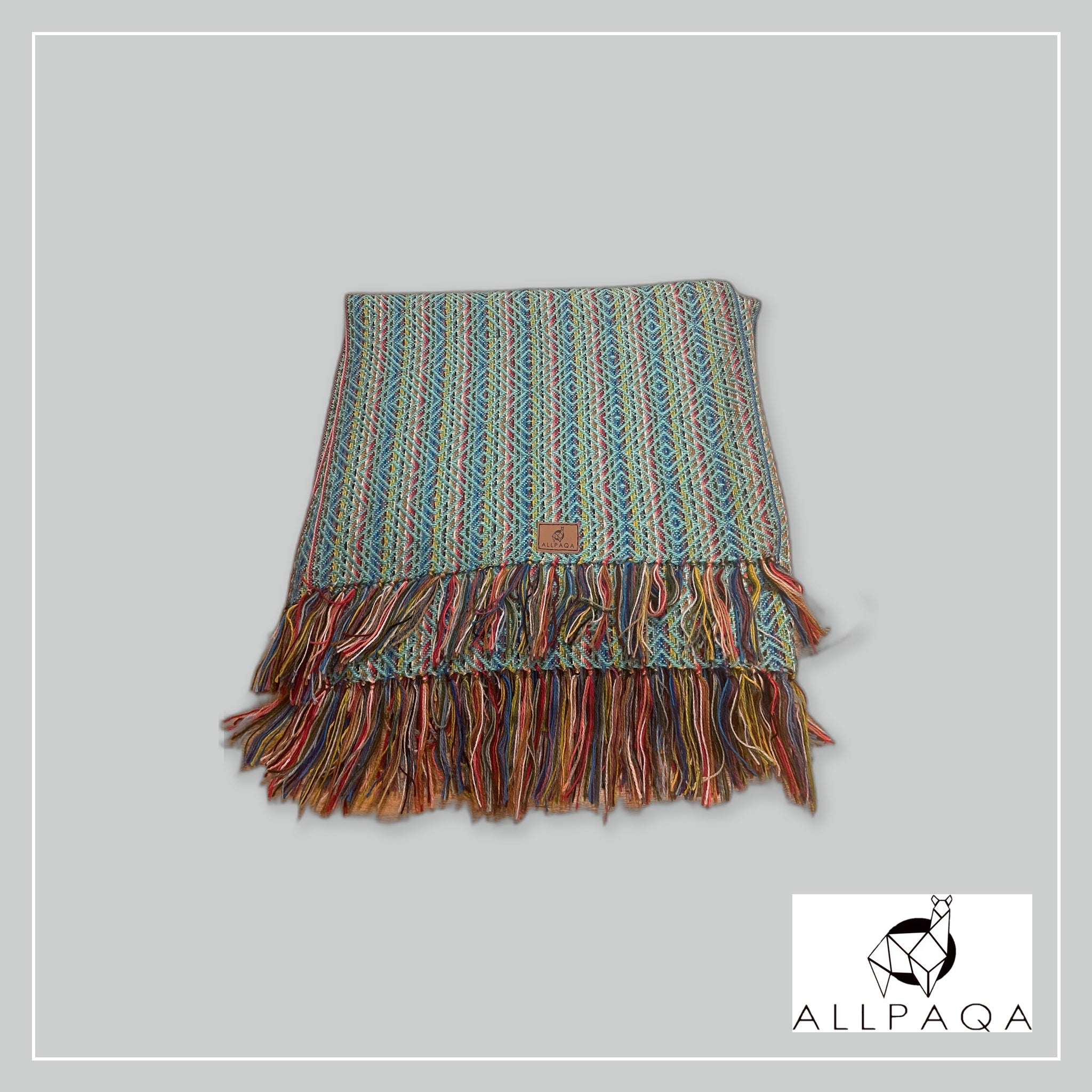 Striped shawl - Light blue and green