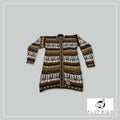 Zip-up Cardigan plain - Brown-mustard and gray with alpacas